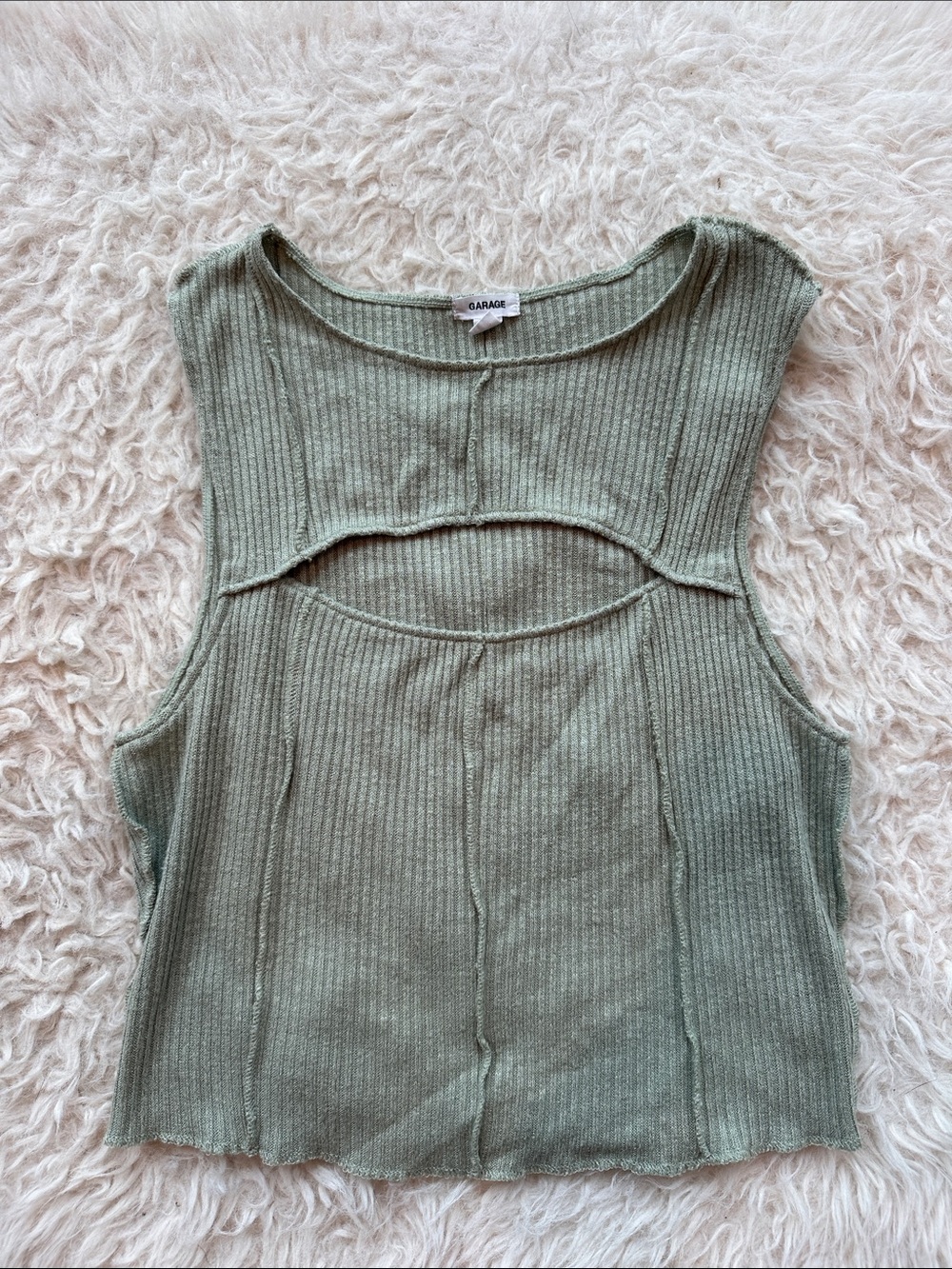 Garage Sage Ribbed Cutout Tank Top - Women